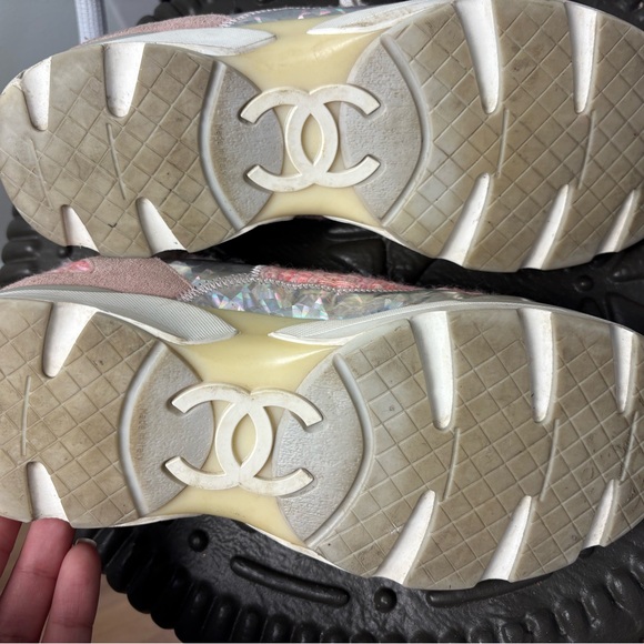 Chanel Pink Tweed Sneakers - Picture 6 of 7